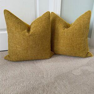 (2) Yellow Marigold Mustard 20x20 inch Accent Pillows Covers